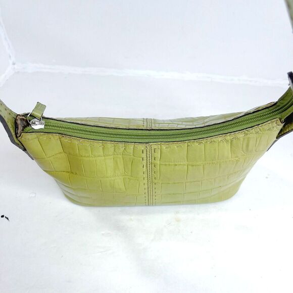 Fossil Green Leather Crocodile Embossed Shoulder Bag Purse Top Handle - Picture 3 of 8